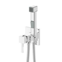 Смеситель с гигиеническим душем Wesnaart KRISTAL встраиваемый, однорычажный, керамический, без излива, с гибким шлангом/лейкой, латунь, цвет хром