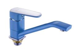 Смеситель для кухни/мойки Ekko, однорычажный, поворотный, керамический, длина излива 230 мм, силумин, цвет синий