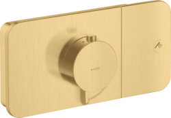 Смеситель для душа Axor One, термостатический, скрытого монтажа, 1 потребитель, настенный, без излива/шланга/лейки, прямоугольный, латунный, цвет шлифованное золото, с термостатом