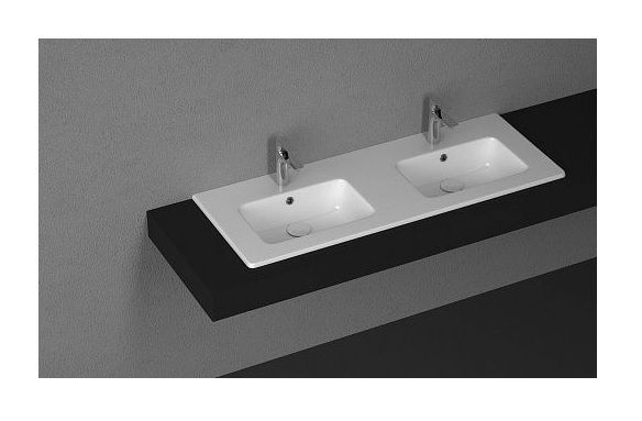 Раковина двойная  ISVEA SistemaT Flat ультратонкая 10SL50121SV 121,6х13х46 накладная, прямоугольная, керамическая/фарфоровая, цвет белый, с отверстием под смеситель, слив-перелив