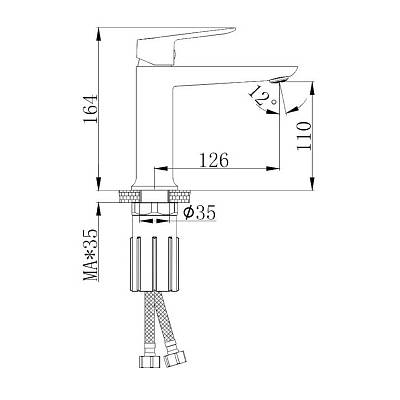 Смеситель для раковины/умывальника Splenka S41.10 однорычажный, неповоротный, фиксированный излив, длина 126 мм, высота 110 мм, латунь, цвет хром