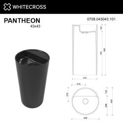 Раковина Whitecross Pantheon D 43 см, 43х43х86 см, напольная, из искусственного камня, круглая, цвет черный глянцевый, без отверстия под смеситель, без перелива, умывальник