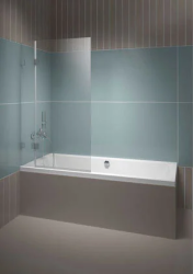 Душевая шторка на ванну Riho VZ Scandic NXT X109, 90х150 см, прозрачное стекло/профиль хром, распашная, плоская/панель, левая, левосторонняя, (душевая шторка для ванны)