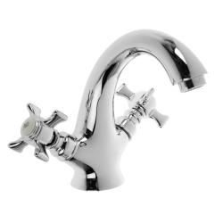 Смеситель для раковины/умывальника Accoona, двухвентильный, неповоротный, керамический, длина излива 135 мм, латунь, цвет хром