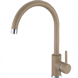 Смеситель для кухни ALVEUS GENESIS KATI G55 BEIGE однорычажный, поворотный, керамический, с высоким изливом, высота излива 22,2 см, латунь, покрытие гранит, цвет бежевый, на мойку