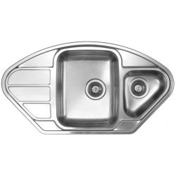 Мойка 500х945 см TopZero серия LOTUS, 1,5 чаши, с крылом с лева, врезная, из нержавеющей стали, полированная, угловая, отверстие под смеситель, слив-перелив, для кухни
