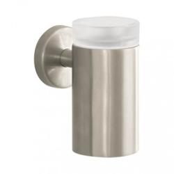 Стакан Hansgrohe Logis, с держателем, настенный, латунный/стеклянный, форма круглая, для зубных щеток в ванную/туалет/душевую кабину, цвет шлифованный никель, к стене