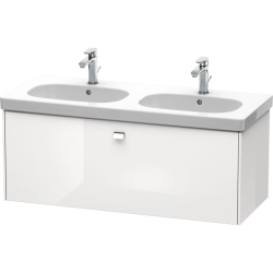 Тумба под раковину Duravit Brioso, 117х46,9х45,2 см, подвесная, 1 выдвижной ящик, ДСП, цвет: белый глянец/хром, шкафчик навесной, механизм доводчика, прямоугольная, правая/левая, для раковины D-Code, в ванную комнату