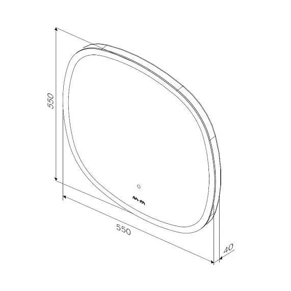 Зеркало AM.PM Func, 55х55 см, с LED/ЛЕД-подсветкой, закругленное, выключатель сенсорный, для ванны, навесное/подвесное/настенное