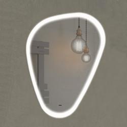 Зеркало Comforty "Олеандр 70", 70х90 см, с LED/ЛЕД-подсветкой, нестандартное, выключатель бесконтактный, для ванны, навесное/подвесное/настенное, дизайнерское