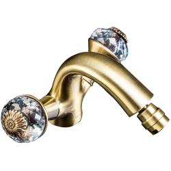 Смеситель для биде Boheme Flora, двухвентильный, неповоротный, керамический, длина излива 120 мм, латунь, цвет бронза