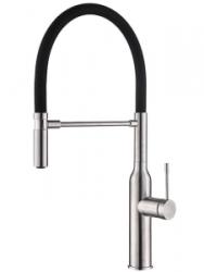 Смеситель для кухни/мойки ZorG Steel Hammer INOX, однорычажный, поворотный/гибкий, керамический картридж, длина излива 266 мм, нержавеющая сталь, цвет нержавеющая сталь