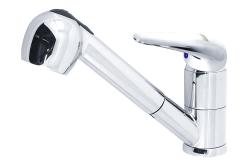 Смеситель для кухни/мойки Варион ROVER, однорычажный, поворотный, керамический, с выдвижной лейкой, длина излива 210 мм, латунь, цвет хром