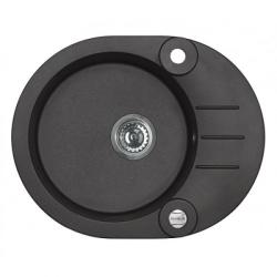 Мойка кухонная ALVEUS ROLL 40 GRANITAL CARBON-G91M 59,5x47,5x16 см, врезная, с крылом, искусственный гранит, круглая, цвет карбон, с отверстием под смеситель и клапан автомат, в комплекте с сифоном 1105296