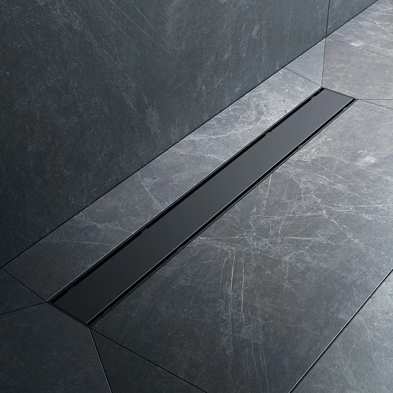 Душевой трап (лоток) AM.PM PrimeFlow 700 мм комбинированный затвор с черной матовой решеткой, под плитку, цвет черный матовый, выходная труба 50 мм, линейный