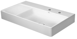 Раковина DURAVIT DuraSquare 80х47х14,5 см, накладная, прямоугольная, керамика DuraCeram, шлифованная, с крылом, чаша справа, цвет белый, 2 отверстия под смеситель, без перелива, правая