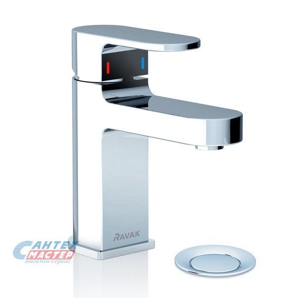 Смеситель для раковины Ravak CR 011.00 однорычажный, излив короткий, длина 101 мм, керамический, латунь, цвет хром, с донным клапаном