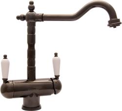 Смеситель для кухни/мойки Flortek Ария FK (PVD), с подключением фильтра питьевой воды/биканальный, однорычажный, керамический картридж, с поворотным изливом, высокий, длина излива 219 мм, латунь, цвет графит