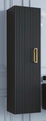 Шкаф-пенал Armadi Art Linea, 120х35х28 см, навесной, цвет черный/золото, с распашной дверцей/одностворчатый, со стеклянными полками из тонированного стекла, шкаф/шкафчик подвесной, прямоугольный