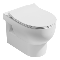 Унитаз подвесной ISVEA Absolute, 347х500х400 мм, цвет: белый, горизонтальный (в стену) выпуск, без сиденья, безободковый, антивсплеск, под скрытый бачок