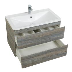 Тумба под раковину BelBagno Albano 90, 90х45х53 см, подвесная, 2 выкатных ящика, МДФ, цвет: древесный узор, шкафчик навесной, механизм доводчика, прямоугольная