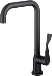 Смеситель для кухни/мойки Aquatek Вега однорычажный, поворотный, латунный, Г-излив, длина излива 215 мм, цвет черный матовый
