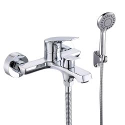 Смеситель для ванны/душа VIEIR настенный, однорычажный, неповоротный, керамический, длина излива 182 мм, латунь, цвет хром