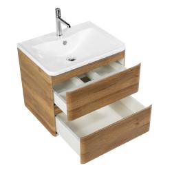 Тумба под раковину BelBagno Albano 70, 70х45х52 см, подвесная, 2 выкатных ящика, МДФ, цвет: деревенский дуб, шкафчик навесной, механизм доводчика, прямоугольная