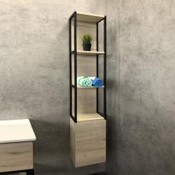 Пенал Comforty Мальме 35, 34х160х24 см, подвесной, цвет: дуб дымчатый, 1 распашная дверца/открытые полки, шкаф/шкафчик подвесной, прямоугольный, левый/правый, левосторонний/правосторонний/универсальный
