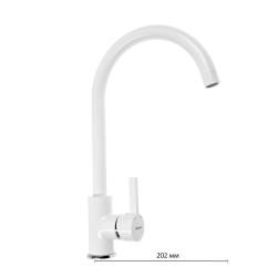 Смеситель для кухни/мойки Accoona, однорычажный, поворотный, керамический, длина излива 202 мм, латунь, цвет белый