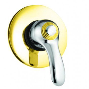 Смеситель для душа Webert Aurora однорычажный, скрытого монтажа, керамический, настенный, без излива/шланга/лейки, латунь хром/золото Смеситель для душа Webert Aurora однорычажный, скрытого монтажа, керамический, настенный, без излива/шланга/лейки, латунь хром/золото