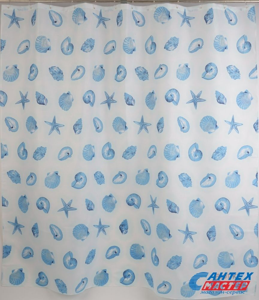 Шторка АкваЛиния для ванной комнаты полиэстер ракушки 022А-38