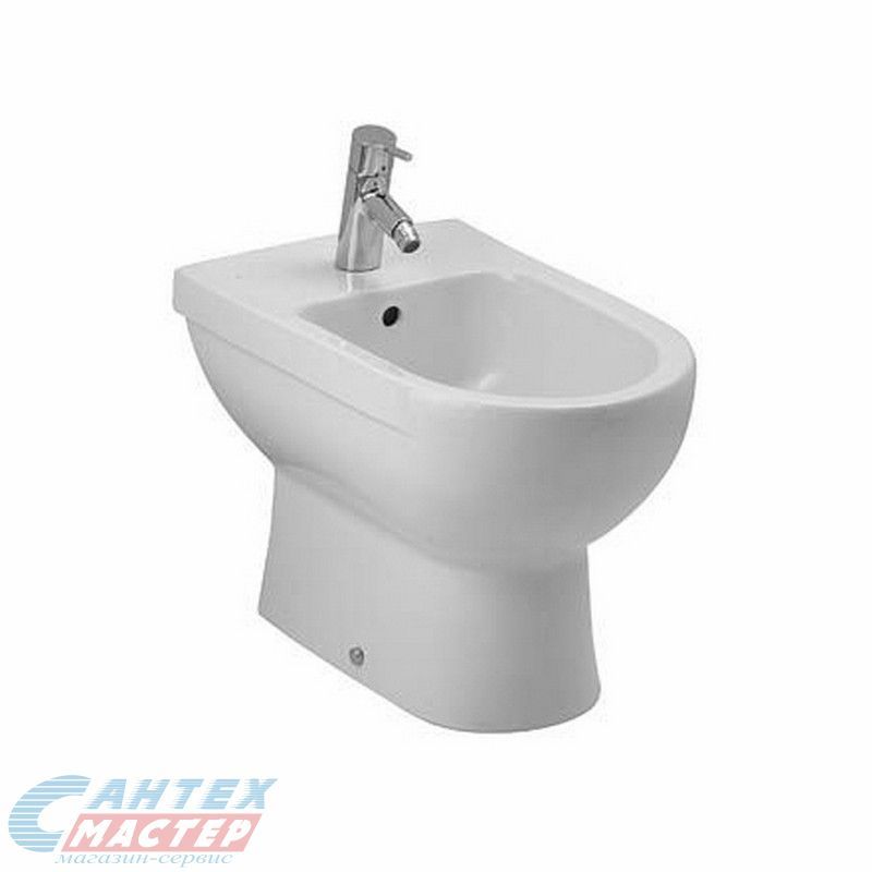 Биде напольное Jika Mio, БЕЛЫЙ, горизонтальный (в пол) выпуск, без сиденья, тип керамический, овальный, размеры (Джика Мио) 