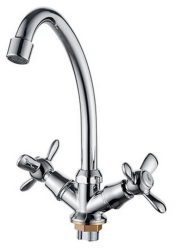 Смеситель для кухни/мойки LEDEME, двухвентильный, поворотный, силуминовый, длина излива 166 мм, силумин, цвет хром