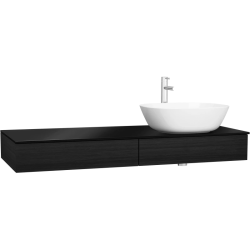 Тумба под раковину Vitra Origin 120, 1200х135х475 мм, подвесная, цвет черный дуб, 1 выдвижной ящик, (под раковину/умывальник), правая, правосторонняя, в ванную комнату