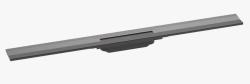 Решетка Hansgrohe RainDrain Flex 90, для пристенного монтажа, для душевого трапа, укорачиваемая, 90х7,6 см, цвет шлифованный черный хром, для душа в пол, нержавеющая сталь, прямоугольная