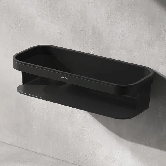 Полка-корзина для душа AM.PM Func, настенная, форма прямоугольная, нержавеющая сталь/пластик, для душа/душевой кабины, цвет черный матовый