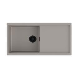 Мойка кухонная Omoikiri Sintesi 100-GB, 100х50 см, врезная, из искусственной керамики (Artceramic), прямоугольная, цвет Leningrad Grey, без отверстия под смеситель, с крылом, оборачиваемая, слив-перелив