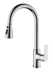 Смеситель для кухни/мойки Aquatek Лугано однорычажный, вытяжной/поворотный излив, длина излива 229 мм, латунный, цвет хром