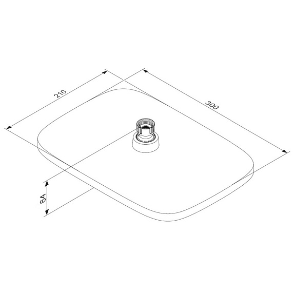 Верхний душ Damixa Gala на подвижном шарнире, прямоугольный, с 1 режимом, тропический душ (лейка), размер диска 300х210 мм, ABS-пластик, цвет хром, для душа/ванной