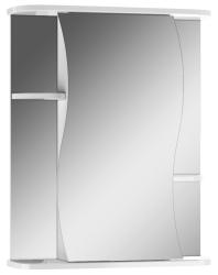 Зеркальный шкаф Домино Волна Айсберг 2-55, 566х157х700 мм, без подсветки, подвесной, цвет белый, зеркало, 1 распашная дверца/открытые полки, прямоугольный, правый, правосторонний