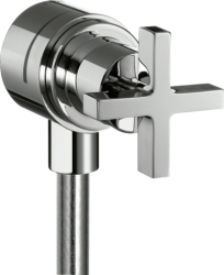 Шланговое подсоединение Axor Citterio Fixfit Stop, с запорным вентилем, с крестообразной рукояткой, размер 6 см, цвет хром, круглое, настенное, латунное, с клапаном обратного тока, подключение для душевого шланга