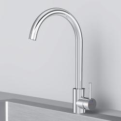 Смеситель для кухни/мойки Am.Pm X-Joy S однорычажный, поворотный, керамический, с высоким изливом, длина 175 мм, нержавеющая сталь, цвет хром