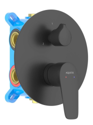 Смеситель для ванны/душа Aquatek Бетта настенный, однорычажный, встраиваемый, 3 режима, без излива, латунь, цвет матовый черный