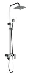 Душевая система Ekko, настенная, цвет темно-серый, комплект: однорычажный смеситель/излив/тропический душ (с верхней лейкой)/штанга/лейка/шланг, алюминий, наружного монтажа