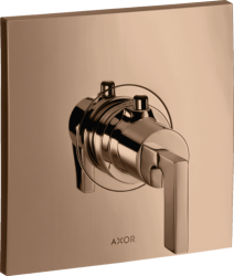 Смеситель для душа Axor Citterio HighFlow, термостатический, с рычаговой рукояткой, скрытого монтажа, настенный, без излива/шланга/лейки, квадратный, латунный, цвет полированное красное золото, с термостатом, встроенный/встраиваемый/термостатный