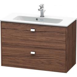 Тумба под раковину Duravit Brioso, 82х38,9x55,3 см, подвесная, 2 выдвижных ящика, ДСП, цвет: орех темный/хром, шкафчик навесной, механизм доводчика, прямоугольная, правая/левая, в ванную комнату