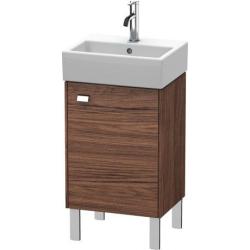 Тумба под раковину Duravit Brioso, 43,4х33,9х57 см, напольная, цвет: орех темный/хром, 1 распашная дверца/одностворчатая, стеклянная полка, ДСП, прямоугольная, правая, в ванную комнату