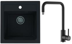 Сет мойка+смеситель ALVEUS для кухни №30 GRANITAL, мойка GRANITAL ATROX 20 CARBON-G91, арт. 1131990 47х50х19,5 см, врезная, искусственный гранит, прямоугольная, цвет карбон, смеситель DUAL G91 CARBON, арт. 1139812 однорычажный, поворотный