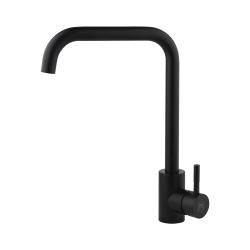 Смеситель для кухни/мойки AQUEDUC однорычажный, поворотный, высокий излив, керамический, длина 180 мм, высота 250 мм, нержавеющая сталь, цвет черный матовый 345323